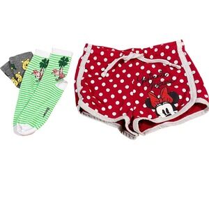 Disney Minnie‎ Mouse Polka Dot Shorts & Socks Set Girls SUPER CUTE Size M